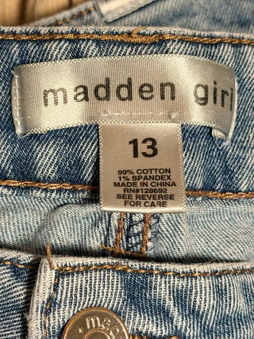 Madden Girl Vintage-Inspired High-Rise Panel Jeans - Light Blue Size 13 Juniors